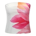 thumbnail image 4 of FYEGRE Strapless Tube Tops for Women Summer Y2K Floral Bandeau Cute Crop Tops Trendy Sleeveless Going Out Outfits Beige M, 4 of 8