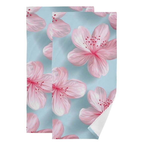 3d Pink Flowers Hand Towel Absorbent Bath Towels for Bathroom Sports Gym 28" x 14" Set of 2