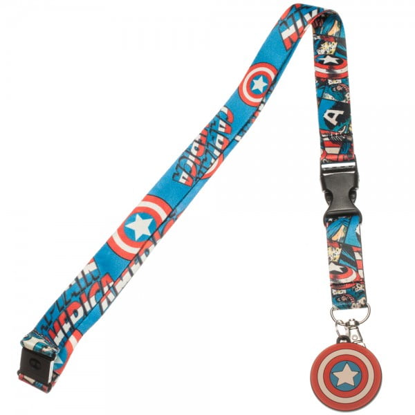 New Captain America BK Lanyard Neck Strap Keychain ID Badge Holder Marvel Comics 
