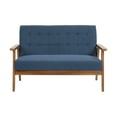 thumbnail image 5 of Loveseat Sofa, Modern Linen Fabric Upholstered 2 Seater Couch with Solid Wood Armrests for Small Spaces, 44" Small Sofa Deep Seat for Living Room Bedroom Waiting Room, Navy, 5 of 8