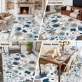 thumbnail image 6 of Spring Flowers Area Rugs 5x7 ft Watercolor Grey Blue Floral Leaf Butterfly White Wood Grain Washable Rug Non Slip Indoor Carpet Absorbent Floor Mat for Living Room Bedroom Dining Room, 6 of 9