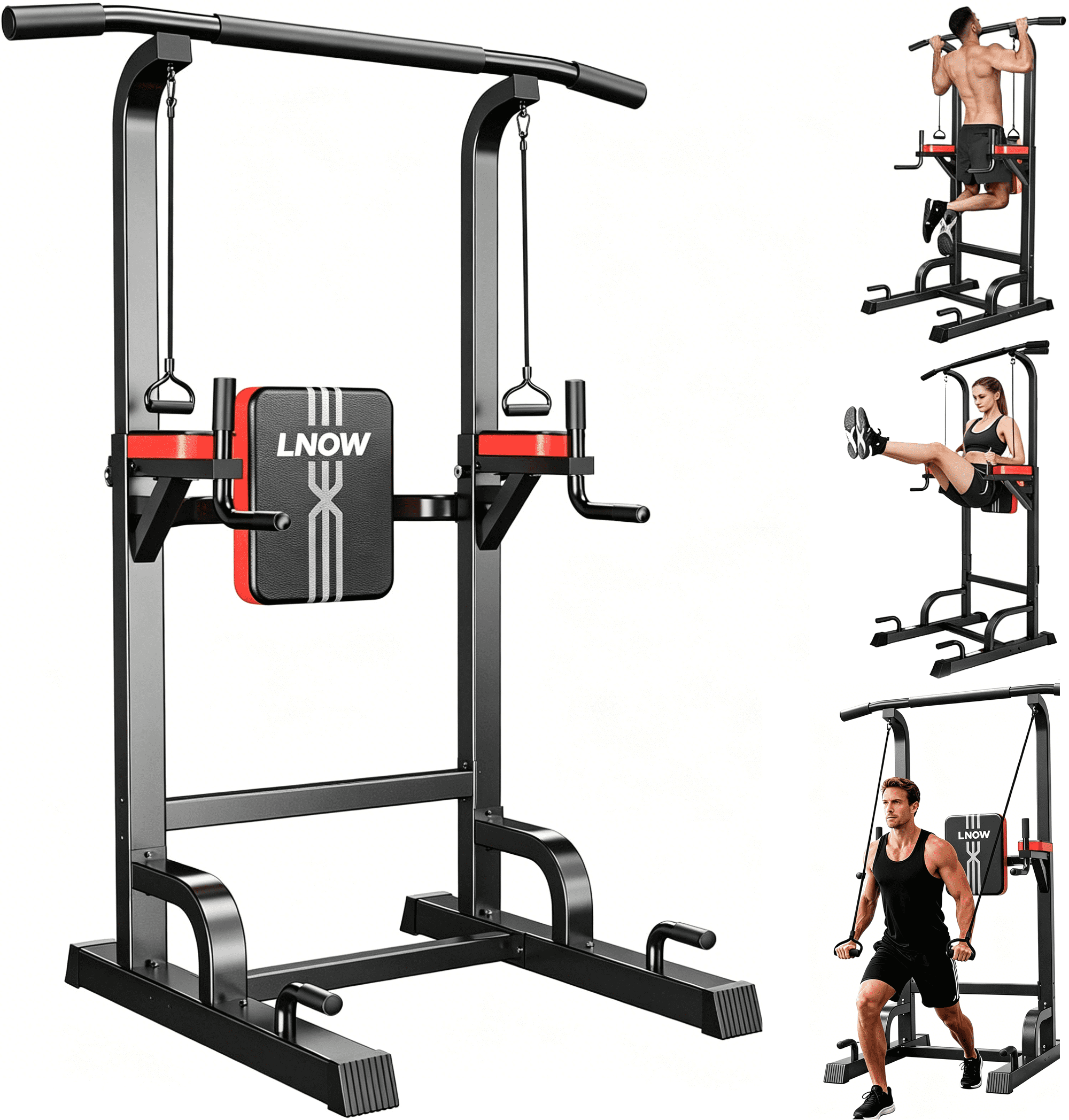 HASIMAN Power Tower Pull Up Bar Dip Station with Resistance