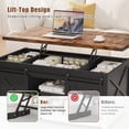 thumbnail image 6 of Flycity 48" Farmhouse Lift Top Coffee Table with Storage Sliding Barn Door, Lifting Tabletop Rustic Center Table with Large Hidden Compartment for Living Room, Black & Brown, 6 of 8