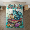 thumbnail image 3 of Lotusprinthandmade Dragon with Book Floral Bedding Set (Made in Vietnam) (68x88), floral dragon bedding set, dragon with book comforter set, 3 of 4