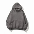 thumbnail image 1 of Sudadera con capucha holgada de manga larga con bolsillo tipo canguro y hombros caídos para mujer, 1 of 2