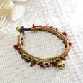 thumbnail image 2 of Red Coral Multi Strand Brass Beaded Handmade Jingle Bell Bracelet, 2 of 5