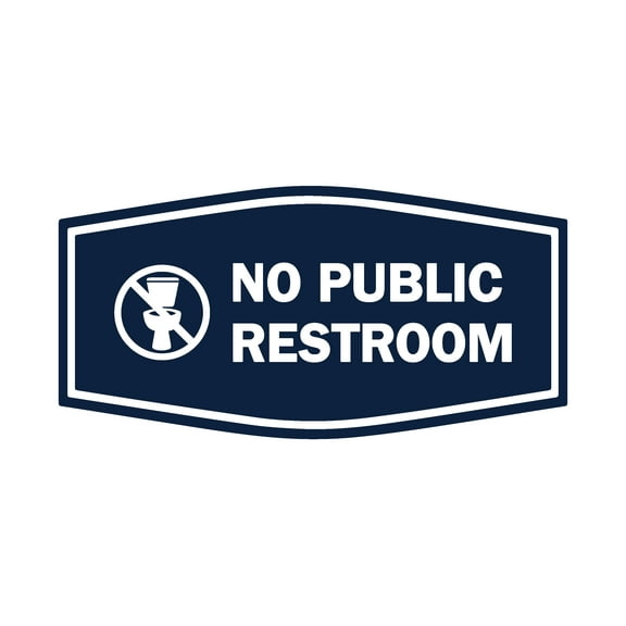 Signs ByLITA Fancy No Public Restroom Toilet Graphic Sign (Navy Blue / White) - Large