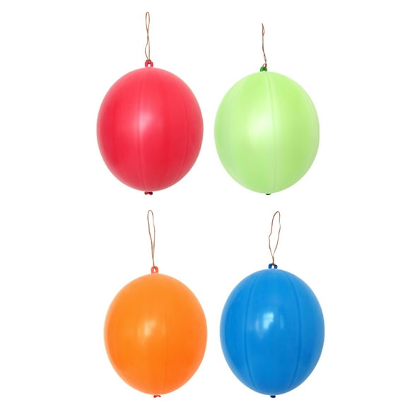 KAKOWELY 12pcs No Printing Balloon Fun-Filled Balloons Neon Punch Balls with Rubber Band Handle for Party Birthday (Red, Blue, Yellow and Green, Each 3pcs),8.66"X3.15"X0.04"