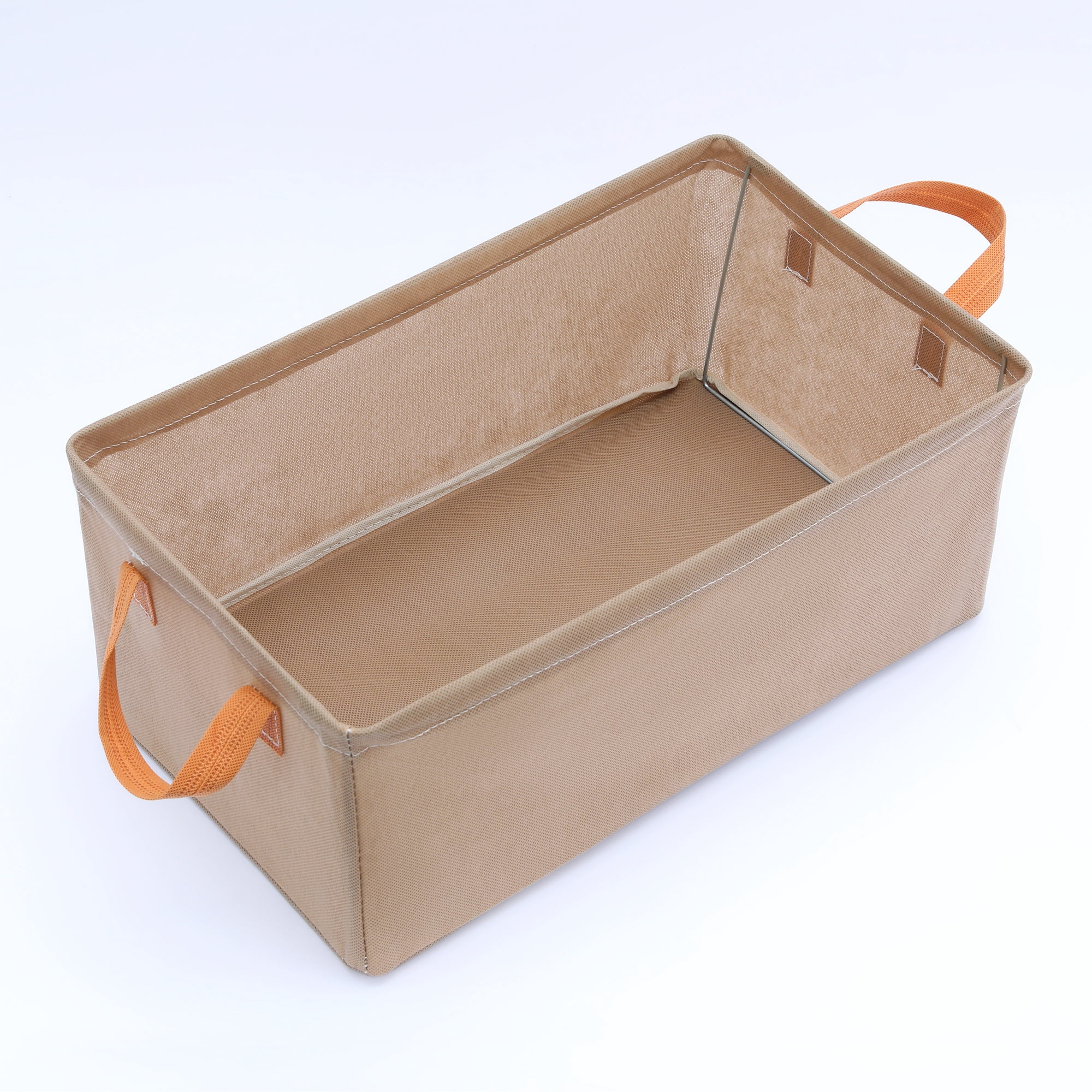 Unique Bargains Storage Bin with Handles for Shelves 1 Pack Basket Khaki