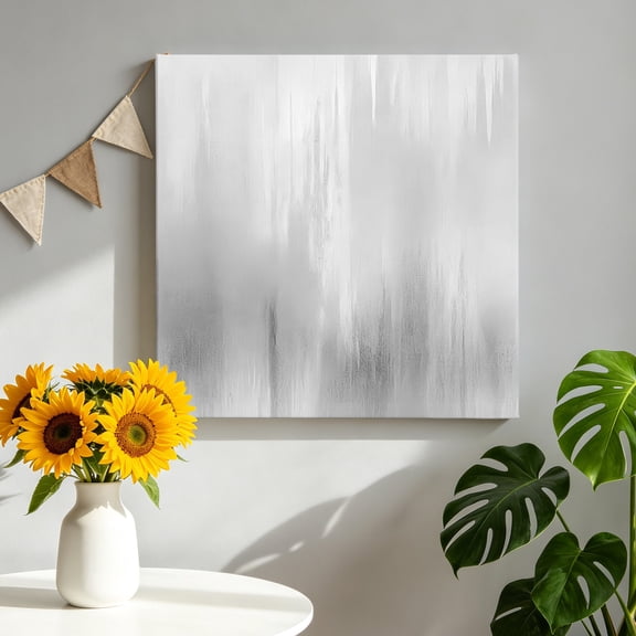 Gray White Gradient Canvas Wall Art, Abstract Modern Art Framed Canvas Wall Decor Picture Print Artwork Decorations for Living Room Office Ready to Hang 10" x 10"