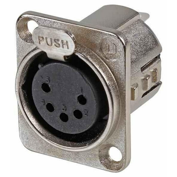 DELTRON ENCLOSURES - XLR Panel Socket, 5 Pole, Nickel