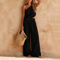 thumbnail image 6 of MLCDZ Womens Cotton Linen Sets 2 Piece Vacation Matching Outfits One Shoulder Sleeveless Crop Top Loose Wide Leg Pants Pockets Boho Travel Resort Outfit, 6 of 8