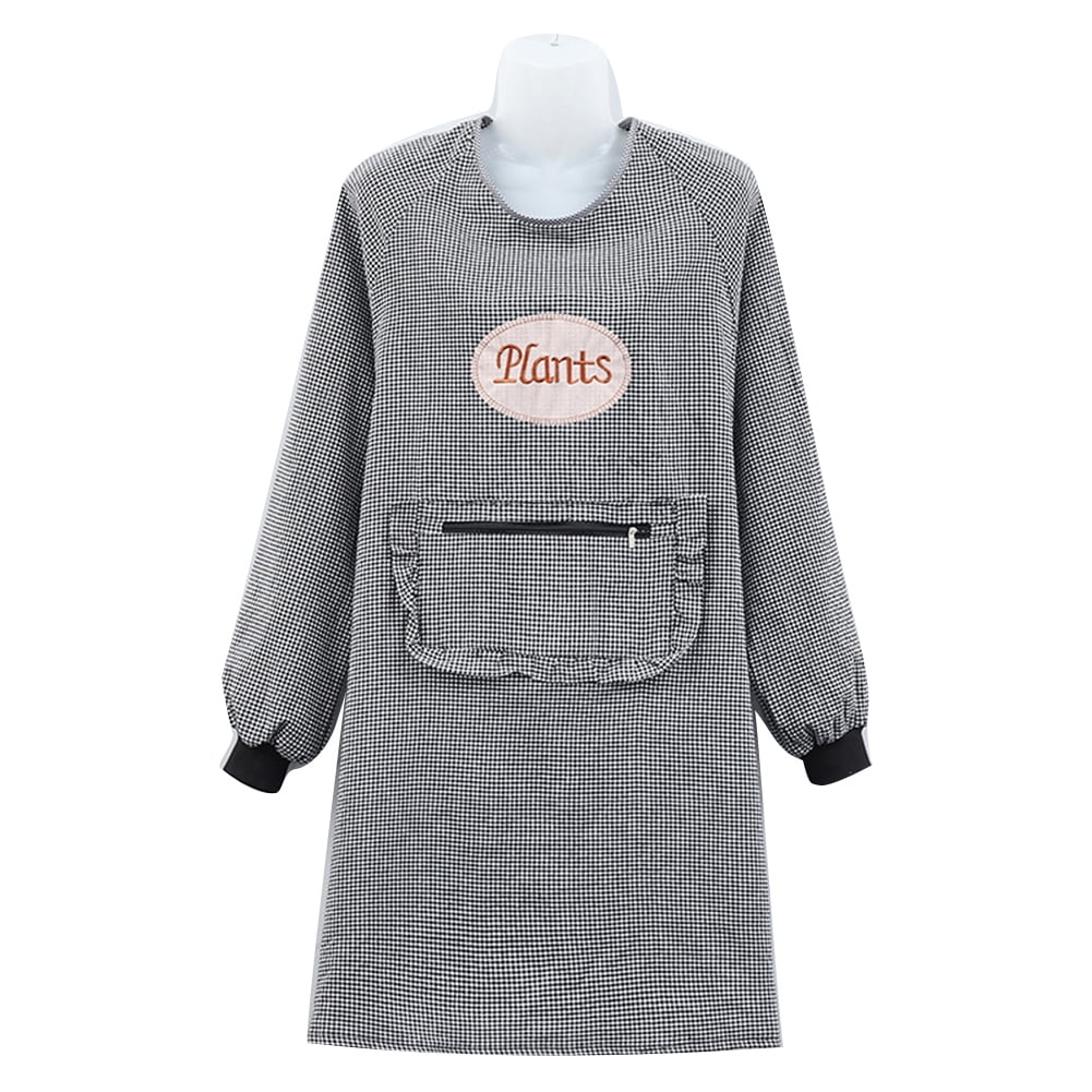 Yesbay Women Long Sleeve Aprons Oil Proof Cotton Home Kitchen Cooking