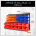thumbnail image 2 of 30-Bin Wall-Mounted Storage Rack System - Heavy-Duty Garage Tool Organizer for Screws, Nuts, Bolts, Nails, , and Small Hardware Parts - Easy Installation and Customizable Red Blue Orange, 2 of 9