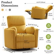 FelixKing Electric Swivel Rocker Recliner Chair, 90°-160° Power Reclining Nursery Glider with USB & Type-C Ports, 350lbs Plush Teddy Motion Sofa, Yellow