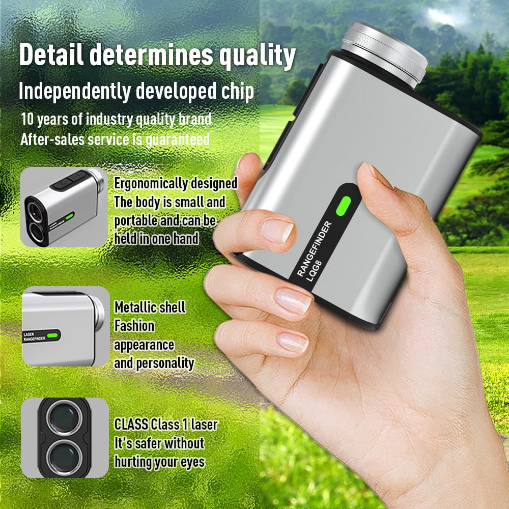 BOAYAL 6X Golf Rangefinder 1300 Yards Silver Metal Design, Flag Lock with Vibration Alert, Slope Switch, 750mAh Laser Range Finder for Golf Hunting
