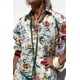 thumbnail image 5 of Conjunto de camisa y pantalones con estampado callejero para mujer, camisa holgada con cuello vuelto, cintura elástica, a la moda, verano, 2024, 5 of 5