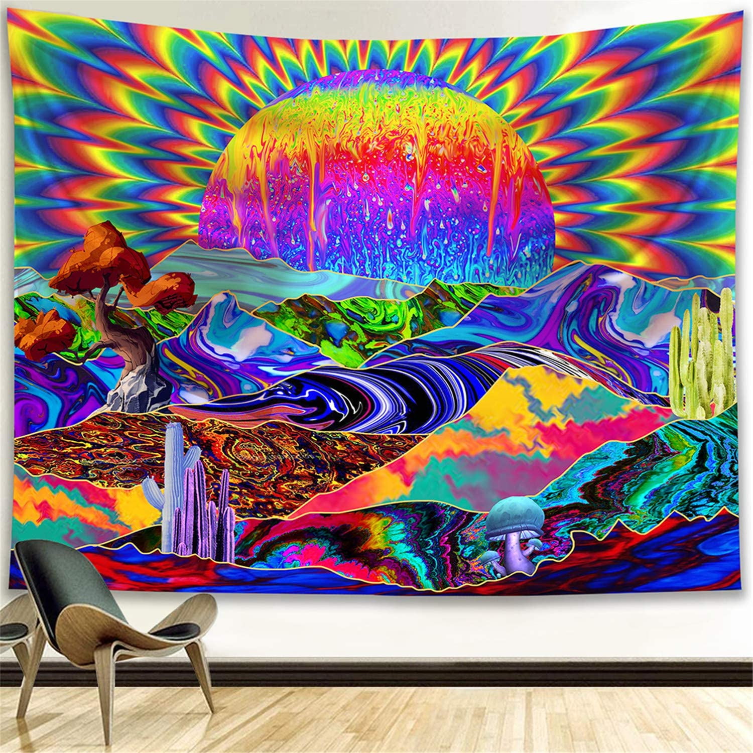 Cpdd Trippy Tapestry Wall Hanging Psychedelic Colorful Sun Tapestry For Bedroom Hippie Trippy Wall Tapestries Cool Small Tapistry For Teen Girl Colleg