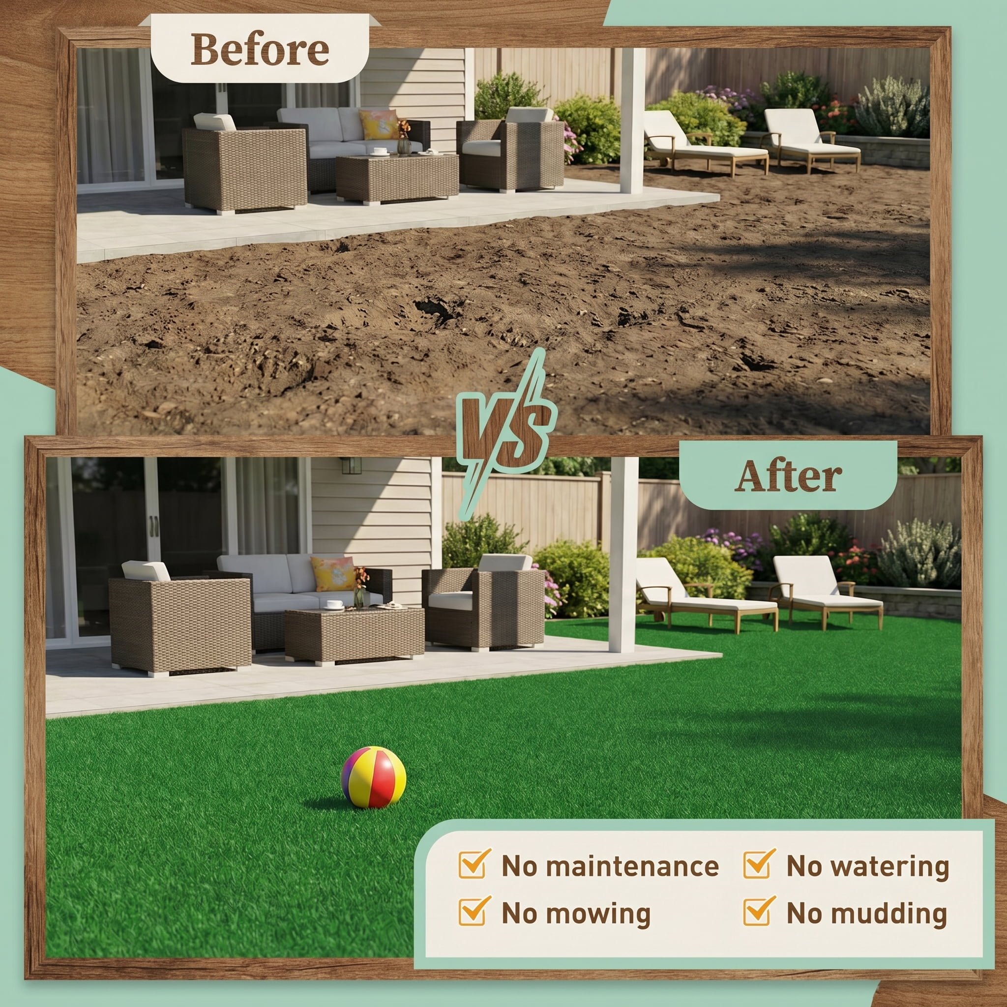 Prilinex 7 x 12 Ft Artificial Grass Turf Waterproof Outdoor Rug Artificial Turf for Dog, 0.4"H