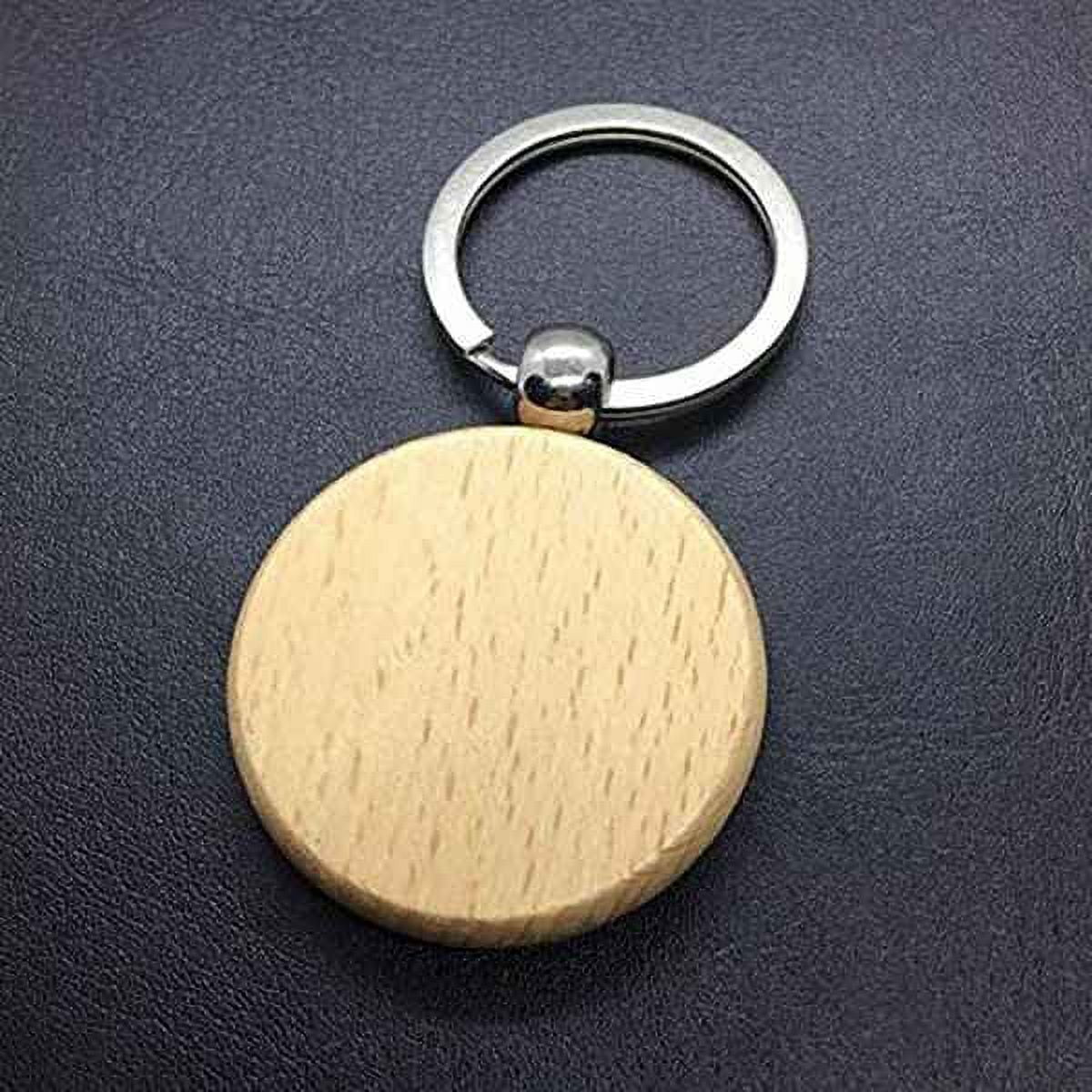 40Pcs Blank Round Wooden Key Chain Diy Wood Keychains Key Tags Can Engrave Diy Gifts