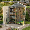 thumbnail image 5 of 6x4.6 FT Outdoor Resin Storage Shed with Floor, Lockable Double Door & Ramp, Waterproof Plastic Garden Shed with Window for Patio Backyard Bike Tools Grey, 5 of 8