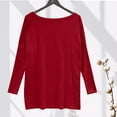 thumbnail image 3 of Elvqul Womens Tops Summer Long Sleeve Wine Tshirt for Women Solid Loose Fashion Casual Round Neck Tops, 3 of 7