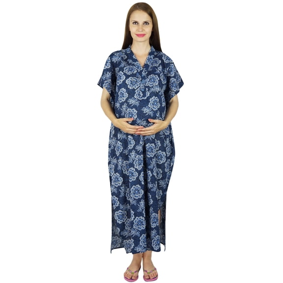 Bimba Maternity Hospital Kaftan Nursing Night Gown, Front Buttons- Baby Shower