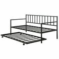 thumbnail image 2 of Gymax Twin Trundle DayBed w/ 4 Casters Mattress Platform Bed Sofa, 2 of 10