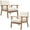 Beige (Twelve Grid), variant on Accent Chair Set of 2, Mid-Century Modern Living Room Chairs with Solid Wood Frame & Soft Thicken Cushion, Upholstered Arm Reading Chair for Bedroom, Balcony, Beige Linen Fabric & Natural Legs