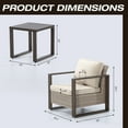 thumbnail image 3 of MeetLeisure Outdoor Wicker Metal Chairs Set of 2 with Side Table, 3 Pieces Patio Bistro Set with Removable Olefin Cushions & Wood-Looking Metal Armrest, Beige, 3 of 9
