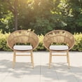 thumbnail image 2 of Tcbosik Set of 2 Outdoor Chairs with Cushion, Wicker Lounge Chair, Papasan Dining Chair, Modern Armless Chair for Balcony, Patio, Garden, Backyard, Easy Assembly, Beige & Light Brown, 2 of 9