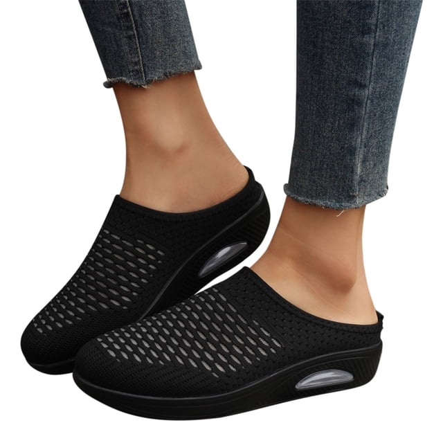 Leozcaa Mules de Marche en Maille Respirante pour Femmes Espadrilles à Enfiler Dos Ouvert Mode Décontractée
