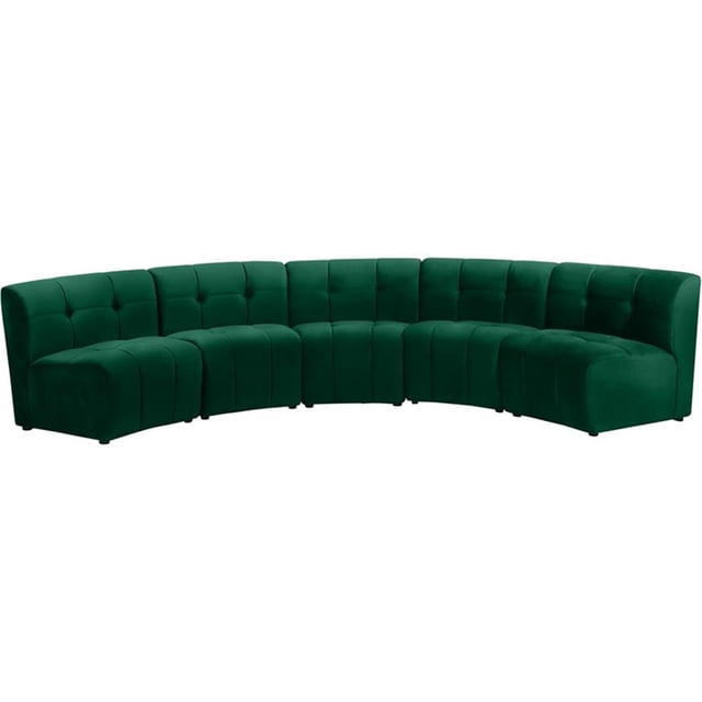 Meridian Furniture Sectionnel Modulaire 5 Pcs en Velours Vert Limitless