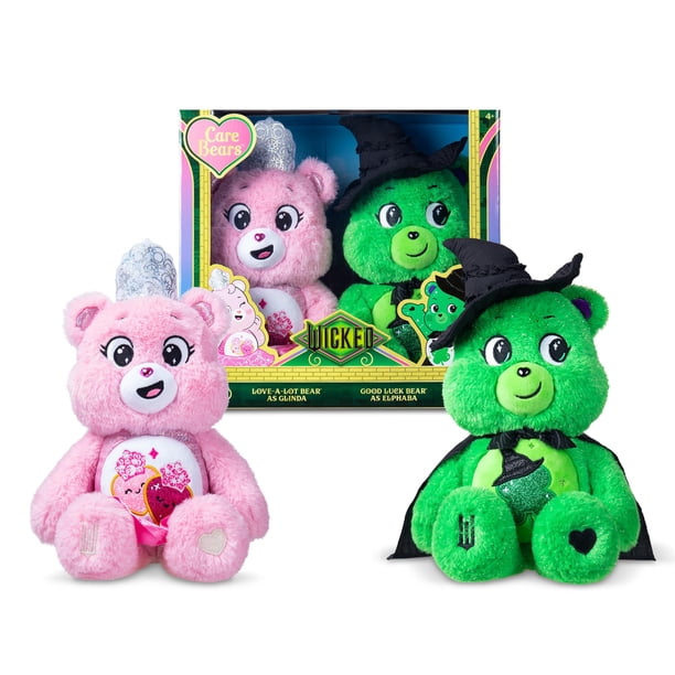 Care Bears x Wicked Paquete de 2 Bear Love-a-Lot as Glinda & Good Luck Bear as Elphaba