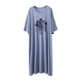 thumbnail image 2 of Karight Womens Short Sleeve Nightgown Cat Print Casual Loose Fit Midi Sleep Dress Soft Loungewear Nightshirt with Pockets, 2 of 9