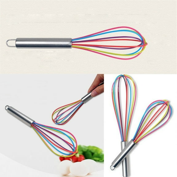 Walbest Stainless Steel Hand Shank 5 Wires Silicone Eggs Whisk Kitchen Mixer Egg Beater, Kitchen Utensils for Blending, Whisking, Beating & Stirring
