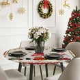 thumbnail image 6 of Round Fitted Tablecloths with Elastic Edge Vintage Christmas Gnome Snowflake Waterproof Table Cover for Kitchen Dining Party Decor,55" - 60", 6 of 9