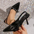 thumbnail image 2 of ShiShine Kitten Heels for Women Pointed Toe Pumps Low Heel Slingback Heels with Buckle Dress Shoes for Dating Party Working, 2 of 9