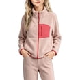thumbnail image 2 of Girls Colorblock Fleece Jacket Full Zip Contrast Coat Soft Warm Winter Outerwear, 2 of 6