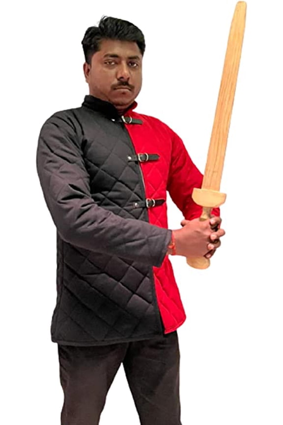 Medieval Worrior Knight LARP Gambeson | Medieval Green & Green Gambeson with Full Sleeves for SCA LARP Green color, 6XL