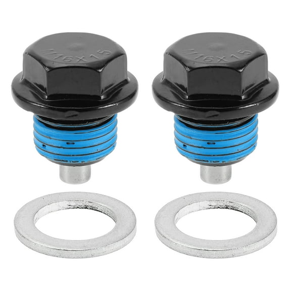 Unique Bargains Universal Oil Drain Plug Anti Leakage Oil Pan Drain Bolt Screw Thread Repair Aluminum 2 Set with Gasket Black Blue Magnetic M16x1.5