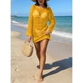 thumbnail image 3 of Anygrew Women's Crochet Swimsuit Cover Up Long Sleeve Knit Beach Dress See Through Hollow Out Bathing Suit Coverups for Summer Vacation, 3 of 7