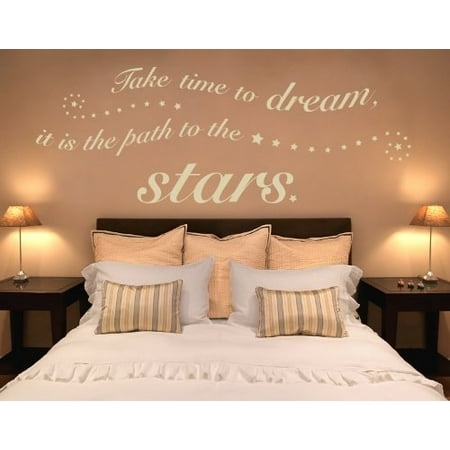 Wall Decal Baby White Take Time to Dream, it is the Path to the Stars Wall Decal - Wall Sticker, Vinyl Wall Art, Home Decor, Wall Mural, quotes and sayings - 1362 - Gold, 59in x 22 ()