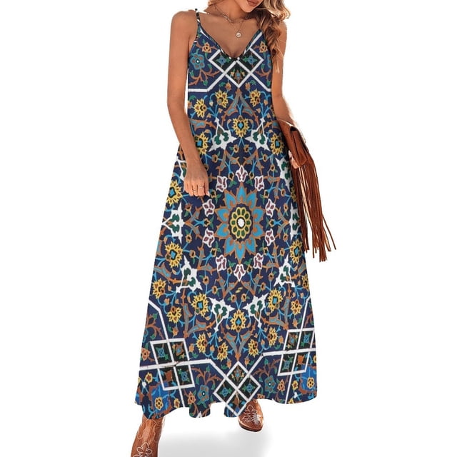 Robe Sans Manches en Céramique Persane Design 10, Robe de Soirée de Luxe pour Femme, Robe d'Été pour Femme 2024