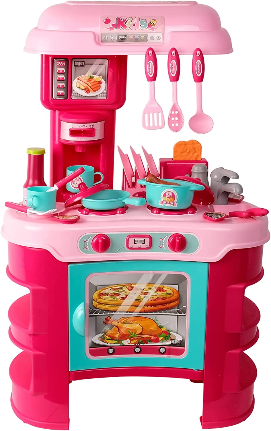 Little Chefs Kitchen Playset, Kids Play Kitchen with 37Pc Toy