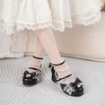 thumbnail image 6 of SACFOF Women Lolita Kawaii Shoes Chunky Heel Mary Janes Ankle Strap Lace Pumps Bow Cute Block Heel Rockabilly Shoes, 6 of 6