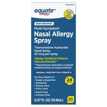 Equate Nasal Allergy Spray, 24 Hour Relief, Non-Drowsy, 60 Sprays, 10.8 ml
