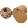 thumbnail image 1 of Kraft Paper Round Gift Tags,White Gift Wrap Tags with String,Blank Gift Tag,100 Pcs 5.5cm Wedding Craft Tags with 100 Feet Natural Jute Twine, 1 of 5