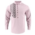 thumbnail image 5 of Betivan Men Printed Fashionable Casual Loose Button Placket Long Sleeve Stand-up Collar Blouse Shirt, 5 of 7