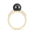 thumbnail image 2 of ANGARA Tahitian Cultured Pearl Ring with Graduated Diamonds in 14K Yellow Gold for Women | June Birthstone, Birthday, Anniversary, Jewelry Gift for Women | Pearl Ring, 2 of 9